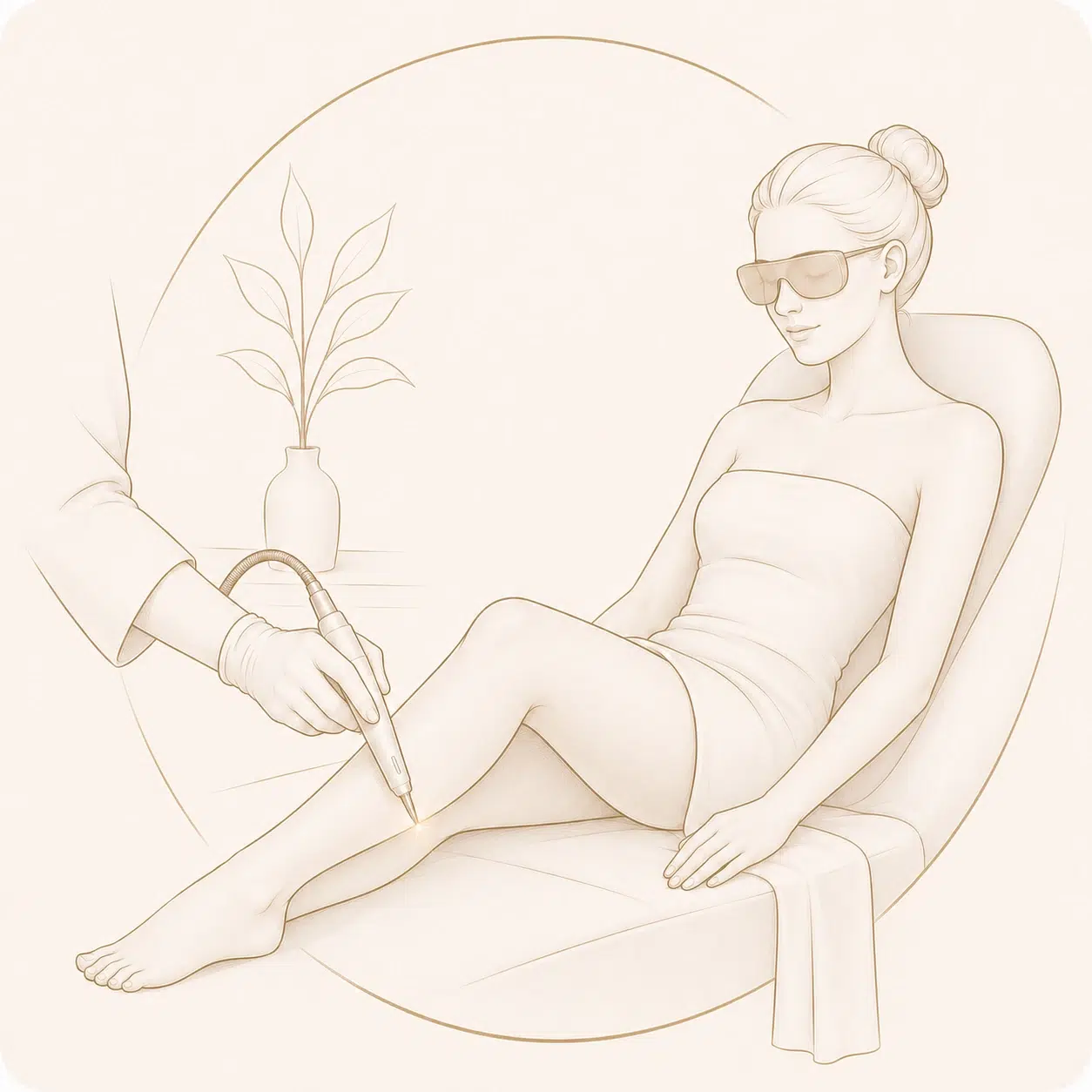 Illustration d’une séance d’épilation laser à Nantes avec port de lunettes de protection.
